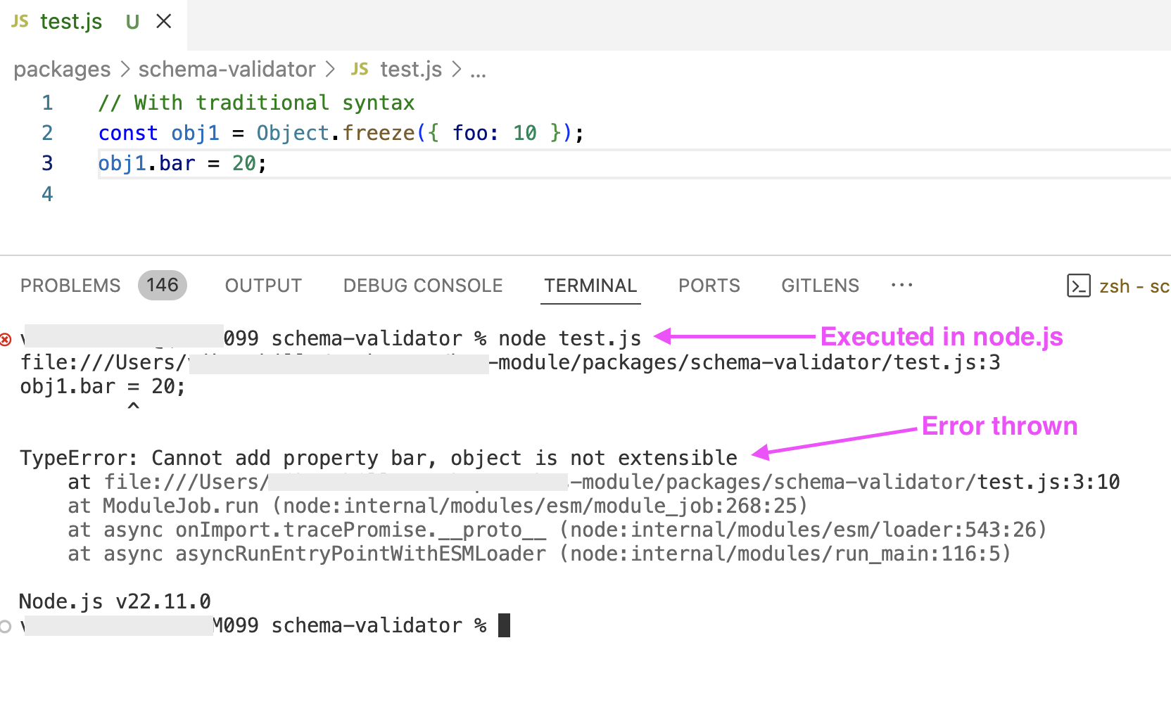 Traditional syntax in node 22.x.x